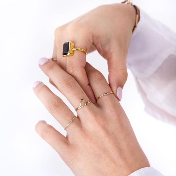 Diamond Chevron Ring - - Rings - Ofina