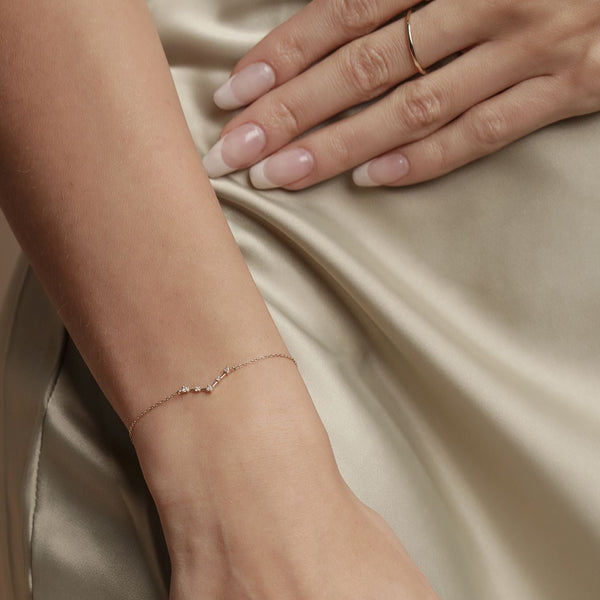 10k Solid Gold CZ Chevron Bracelet - - Bracelets - Ofina