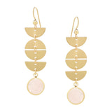 Half Moon Drop Rose Quartz Stone Earrings - - Earrings - Ofina