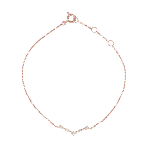 10k Solid Gold CZ Chevron Bracelet - Rose Gold - Bracelets - Ofina