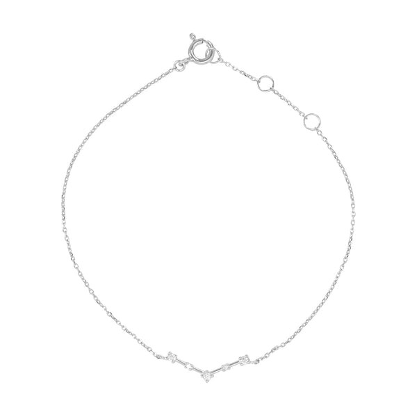 10k Solid Gold CZ Chevron Bracelet - White Gold - Bracelets - Ofina