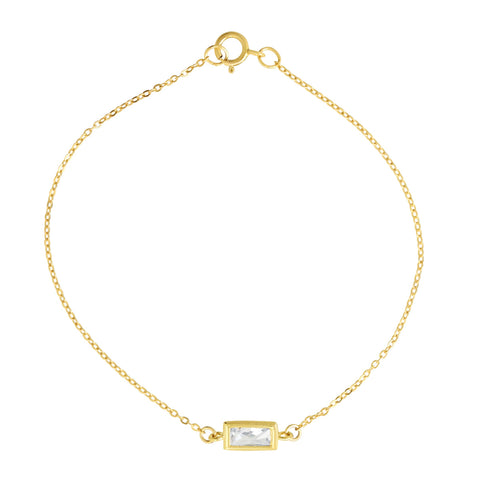 CZ Bezel Emerald Bracelet - Gold - Bracelets - Ofina