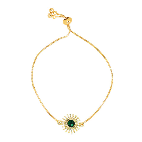 Emerald Sunflower Adjustable Bracelet - - Bracelets - Ofina