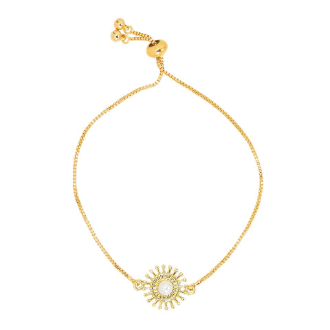 Pearl Sunflower Adjustable Bracelet - - Bracelets - Ofina