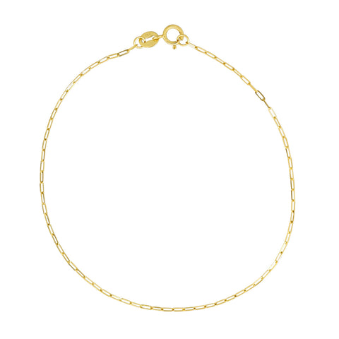14k Solid Gold Thin Paperclip Bracelet - - Bracelets - Ofina
