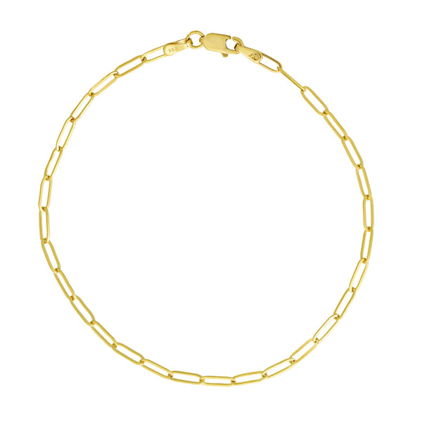 14k Solid Gold Paperclip Bracelet - - Bracelets - Ofina