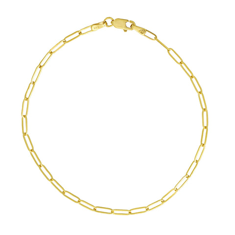 14k Solid Gold Paperclip Bracelet - - Bracelets - Ofina