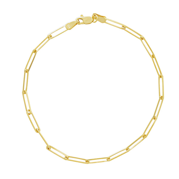14k Solid Gold Thick Paperclip Bracelet - - Bracelets - Ofina