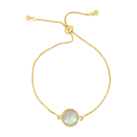 Round Mother of Pearl Adjustable Bracelet - - Bracelets - Ofina