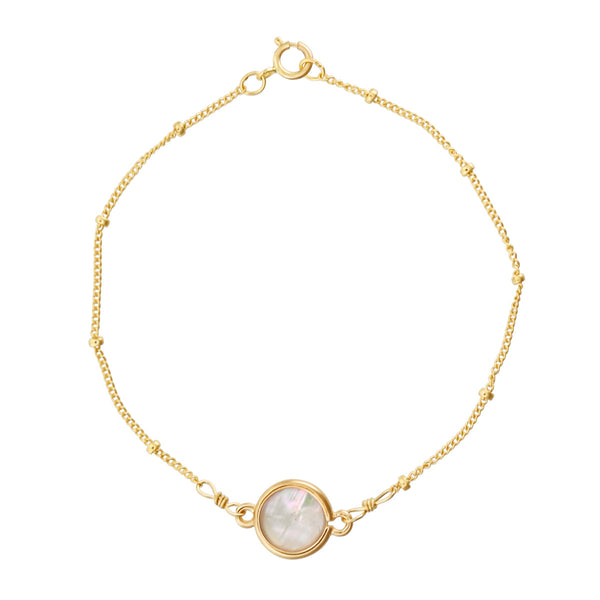 Round Mother of Pearl Ball Chain Bracelet - - Bracelets - Ofina