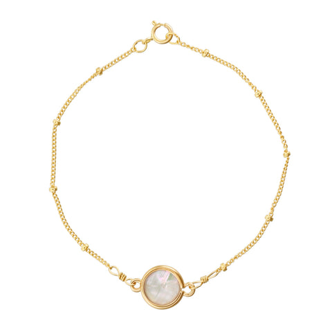 Round Mother of Pearl Ball Chain Bracelet - - Bracelets - Ofina