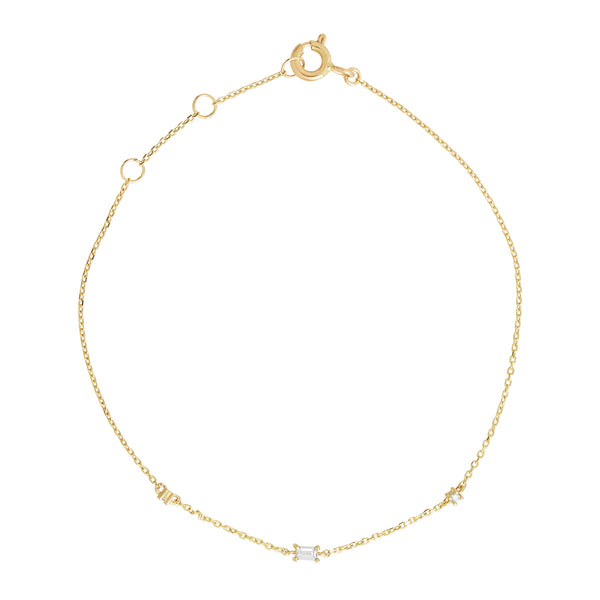 14k Solid Gold Tiny Multi-CZ & Emerald Bracelet - - Bracelets - Ofina