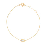 14k Solid Gold CZ Bezel Emerald Bracelet - - Bracelets - Ofina