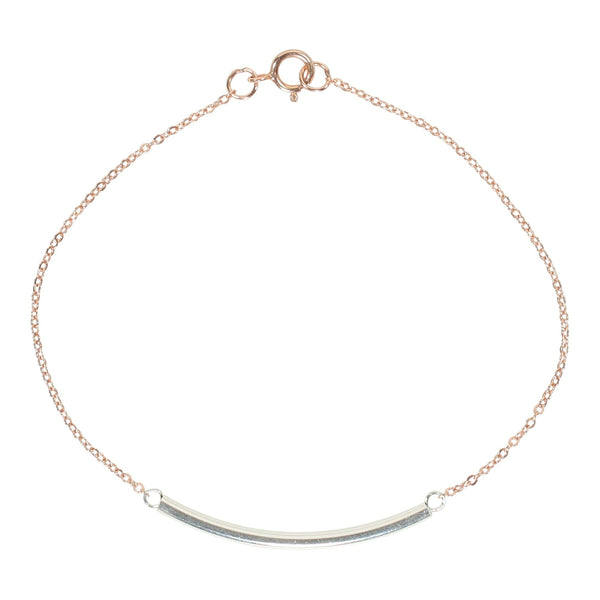 SALE - 2-Tone Curved Tube Bracelet - Silver/Rose Gold - Bracelets - Ofina