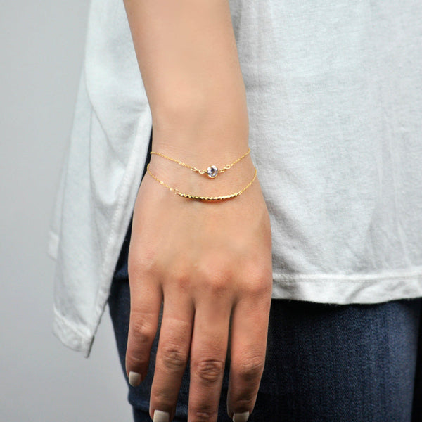 CZ Bezel Link Bracelet - - Bracelets - Ofina