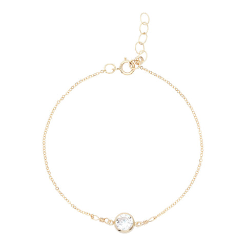 CZ Bezel Link Bracelet - Gold - Bracelets - Ofina