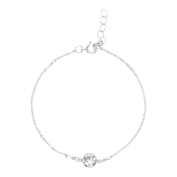 CZ Bezel Link Bracelet - Silver - Bracelets - Ofina