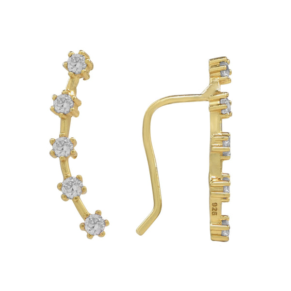 CZ Prong Ear Crawler - Left / Gold - Earrings - Ofina