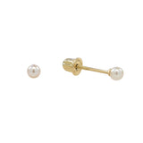 10k Solid Gold Pearl Studs - 2mm - Earrings - Ofina