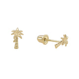 10k Solid Gold Palm Tree Studs - - Earrings - Ofina