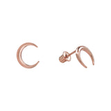 10k Solid Gold Crescent Horn Studs - Rose Gold - Earrings - Ofina