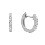 10k Solid Gold Pave CZ Huggies - White Gold - Sold Individually - Earrings - Ofina