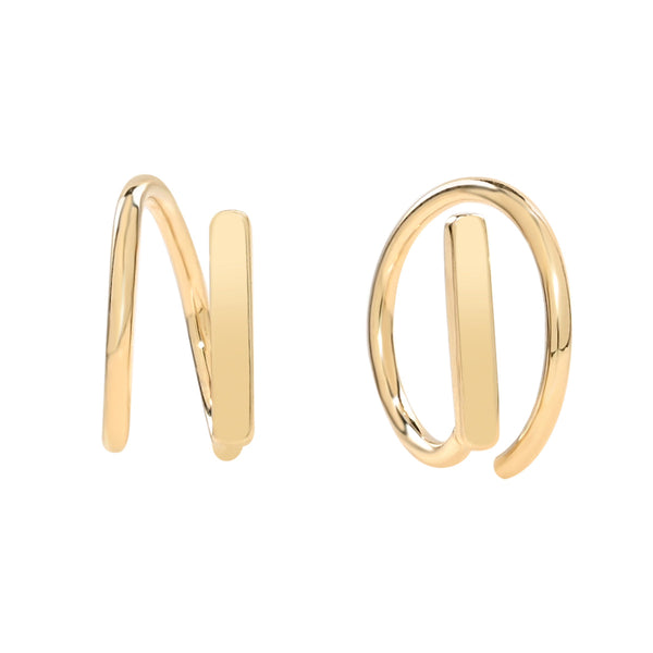 10k Solid Gold Twisted Bar Earring - - Earrings - Ofina