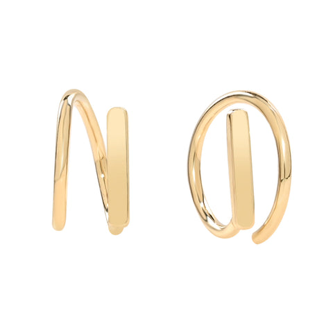 10k Solid Gold Twisted Bar Earring - - Earrings - Ofina