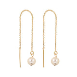 Pearl Ear Threaders - Gold / 6mm - Earrings - Ofina