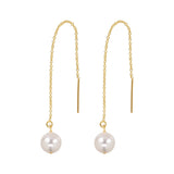 Pearl Ear Threaders - Gold / 8mm - Earrings - Ofina