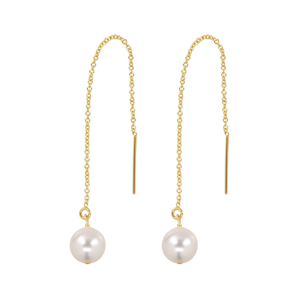 Pearl Ear Threaders - Gold / 8mm - Earrings - Ofina