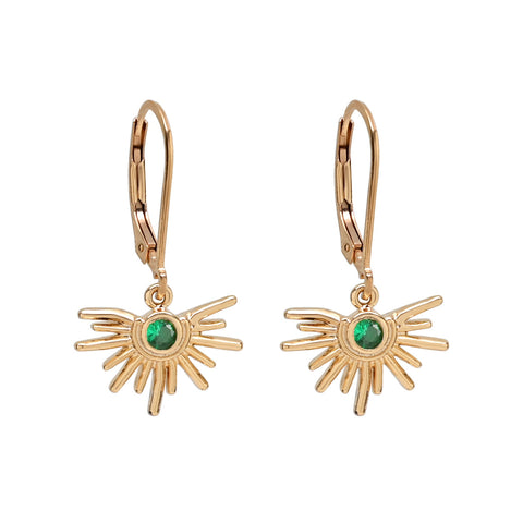 Green CZ Starburst Leverback Earrings - - Earrings - Ofina