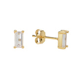 Emerald CZ Prong Studs - Gold - Earrings - Ofina