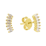 Multi-Baguette Curved Arc Studs - - Earrings - Ofina