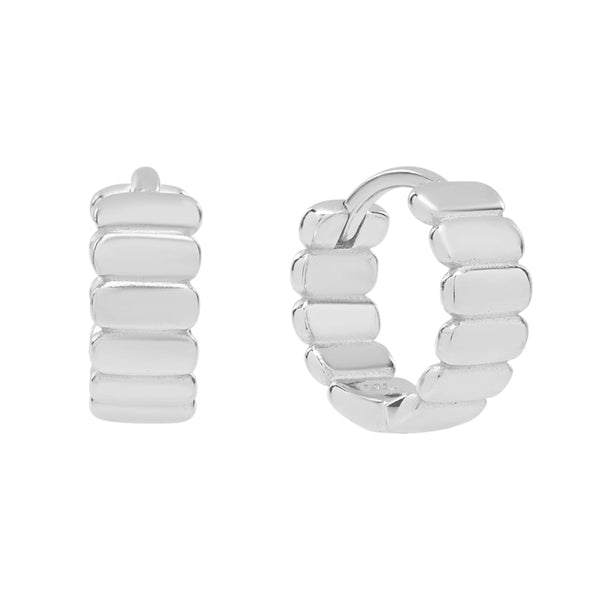 Ribbed Thick Huggies - sterling-silver - Earrings - Ofina
