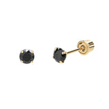 10k Solid Gold Black CZ Round Studs - - Earrings - Ofina