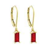Tiny Red Emerald Leverback Earrings - - Earrings - Ofina