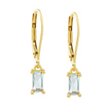 Tiny Light Blue Emerald Leverback Earrings - - Earrings - Ofina