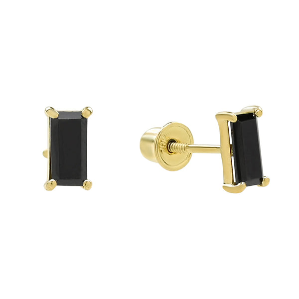 10k Black CZ Emerald Studs - - Earrings - Ofina