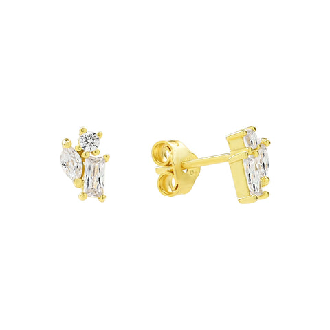 CZ Multi-Shape Studs - gold - Earrings - Ofina