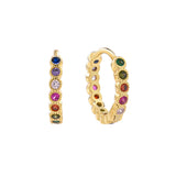 Bezel CZ Colorful Huggies - Gold - Earrings - Ofina