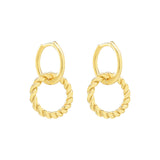 Smooth & Twisted Detachable Huggies - Gold - Earrings - Ofina
