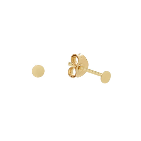 14k Solid Gold Dome Circle Studs - - Earrings - Ofina