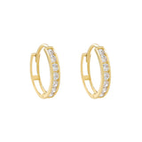 14k Solid Gold CZ Channel Huggies - Small - - Ofina