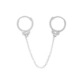 14k Solid Gold Double Handcuff Chain Huggies - White Gold - Earrings - Ofina