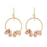Coral Crystal on Circle Earrings - - Earrings - Ofina