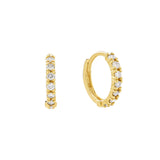 14k Solid Gold Pave Diamond Huggies - - Earrings - Ofina