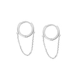10k Solid Gold Huggie Dangle Chain - Medium - Sold Individually / White Gold - Earrings - Ofina