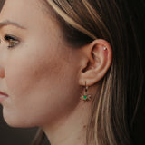 Green CZ Starburst Leverback Earrings - - Earrings - Ofina