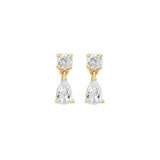 CZ Dangle Teardrop Studs - Gold - Earrings - Ofina